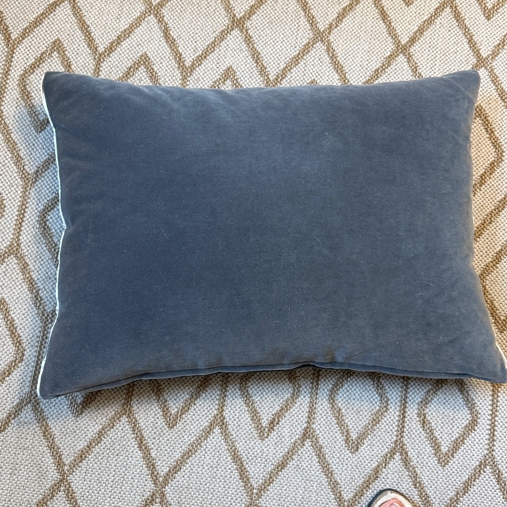 Grey velvet throw pillow
